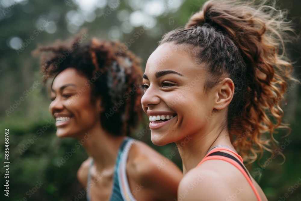 Two female friends enjoying a moment in nature; faces are not visible Two female friends enjoying a moment in nature; faces are not visible
