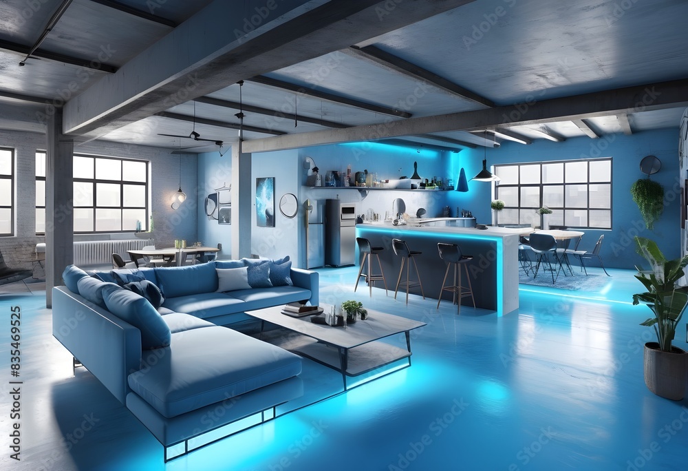 Fototapeta premium Photo modern style conceptual interior room 3d illustration