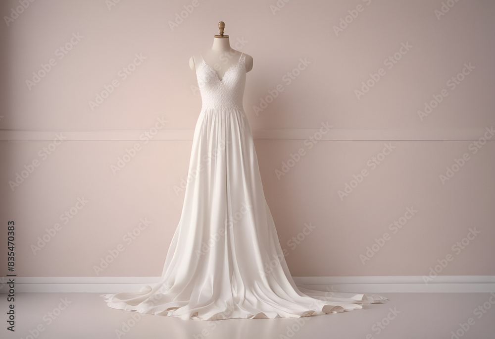 wedding dress on minimal pastel background, with simple style wedding dress on minimal pastel background, with simple style