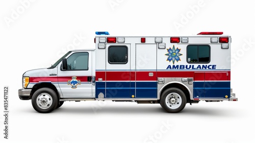 Vector illustration of an ambulance over white background.