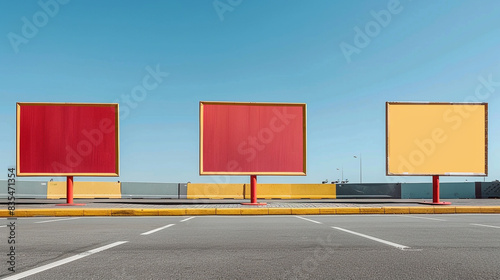 blank, text free red and yellow sign boards