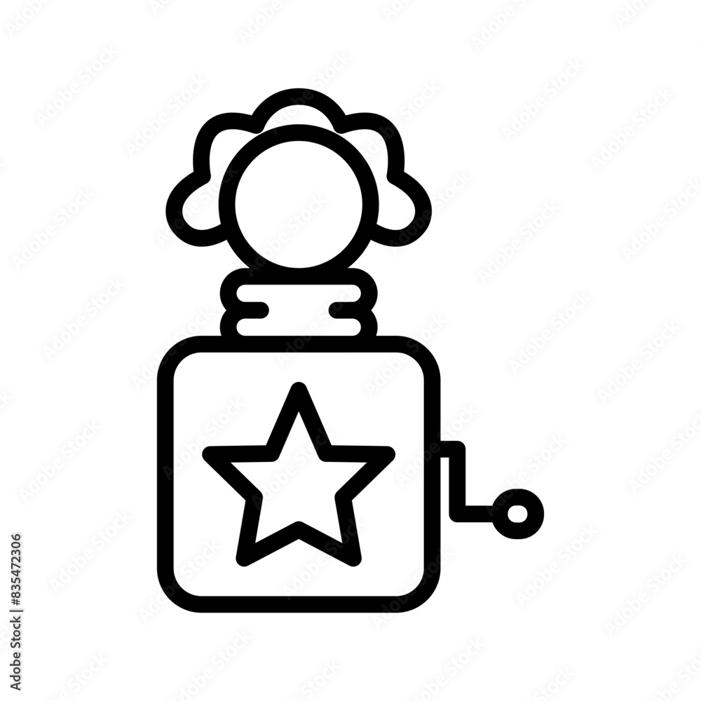 Clown box line icon. Toys icon. Kids toys icon isolated on white background. Transparent background, minimalist symbol. Vector images Clown box line icon. Toys icon. Kids toys icon isolated on white background. Transparent background, minimalist symbol. Vector images