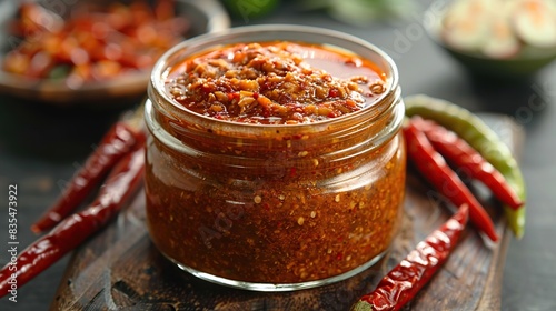 a type of thai chilli paste for Tom Yum Kung or sour and spicy soup. Generative Ai photo