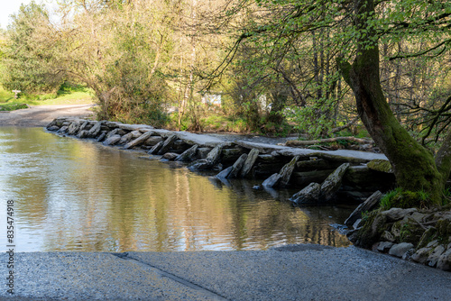 Photo of the clapper bridge at Tarr steps in Exmoor National Park photo