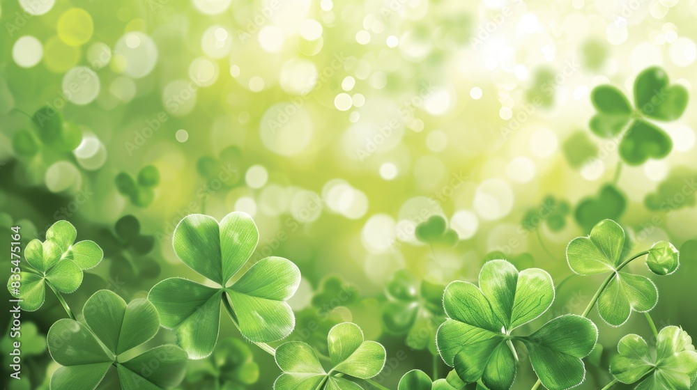 A cluster of four-leaf clovers growing in a lush green meadow, suitable for use as a symbol or decoration A cluster of four-leaf clovers growing in a lush green meadow, suitable for use as a symbol or decoration