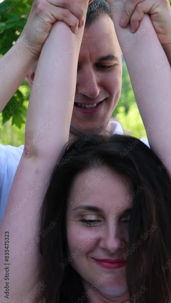 A couple of people, a man, a middle-aged woman, fooling around, dancing, hugging, tender feelings, touch, communication, standing facing the camera, dancing, light movements. bachata A couple of people, a man, a middle-aged woman, fooling around, dancing, hugging, tender feelings, touch, communication, standing facing the camera, dancing, light movements. bachata