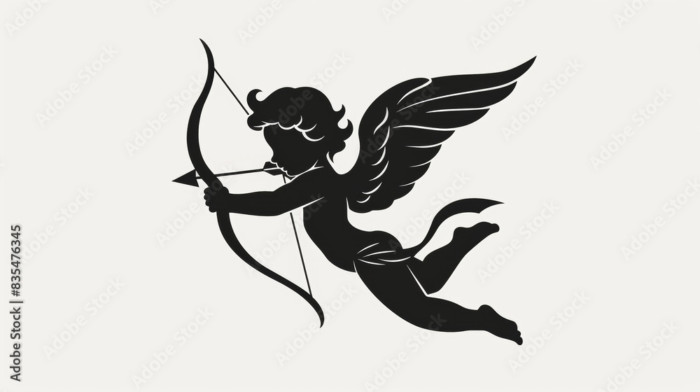 Cute Cupid angel with bow and arrow symbolizing love Cute Cupid angel with bow and arrow symbolizing love