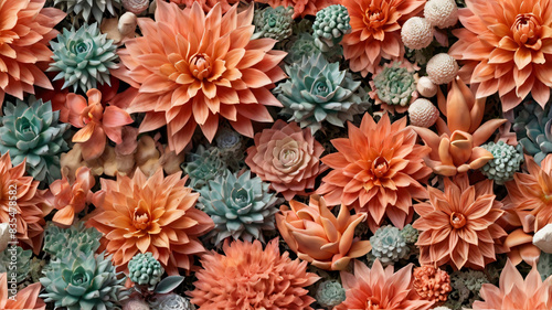 a piece of gray toned garden walls made of coral plants and flowers, cut out.  photo