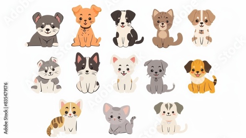 Vector illustration collection of cute dog