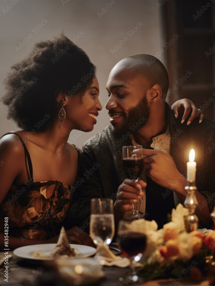 A couple enjoying a glass of wine together, a moment of relaxation and bonding A couple enjoying a glass of wine together, a moment of relaxation and bonding