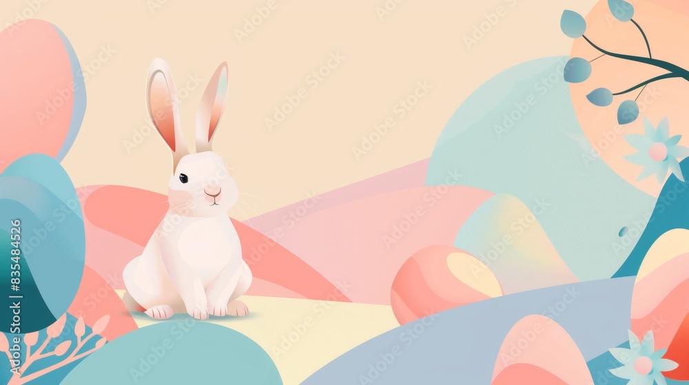 Fototapeta premium Beautiful background template of Easter holiday theme with bunny for poster presentation.