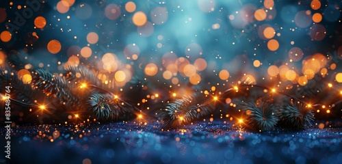 String of Lights on a Blue Surface With Bokeh