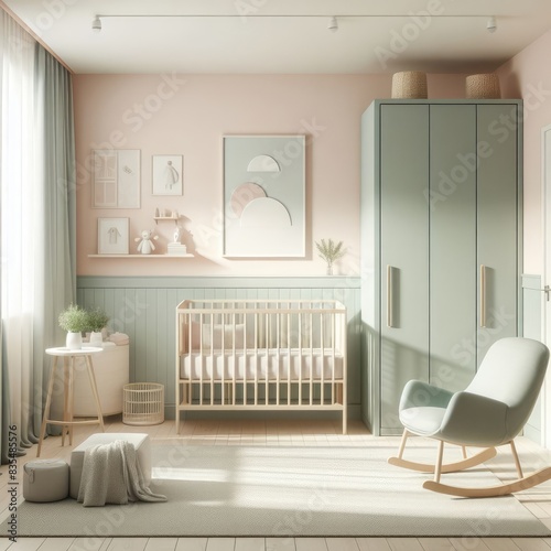 Minimalist Pastel Baby Nursery Room: Serene Softness