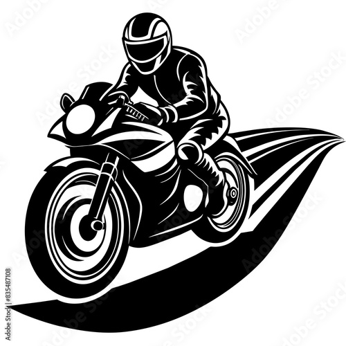 Motorcycle Rider Silhouette Vector - Moto Racing Logo | Road Motorbike Design