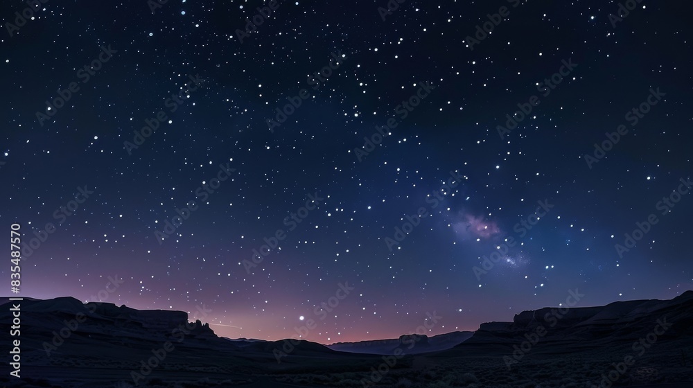 Starry night sky over desert landscape Starry night sky over desert landscape
