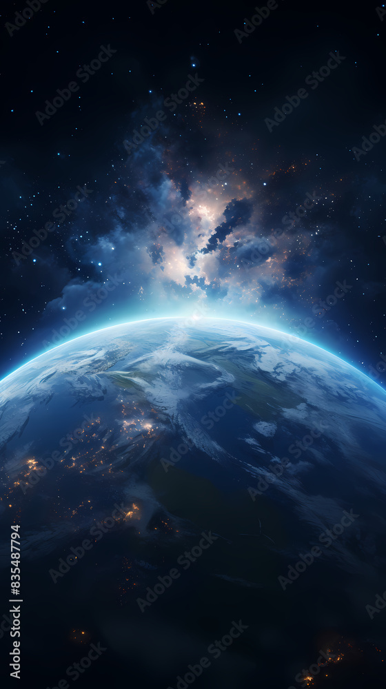 Blue glow around Earth in space Blue glow around Earth in space