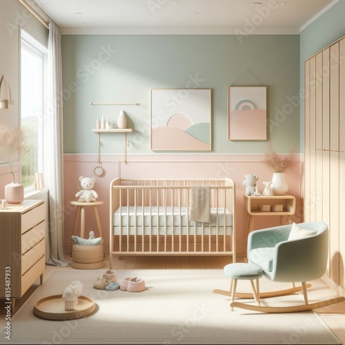 Minimalist Pastel Baby Nursery Room: Serene Softness