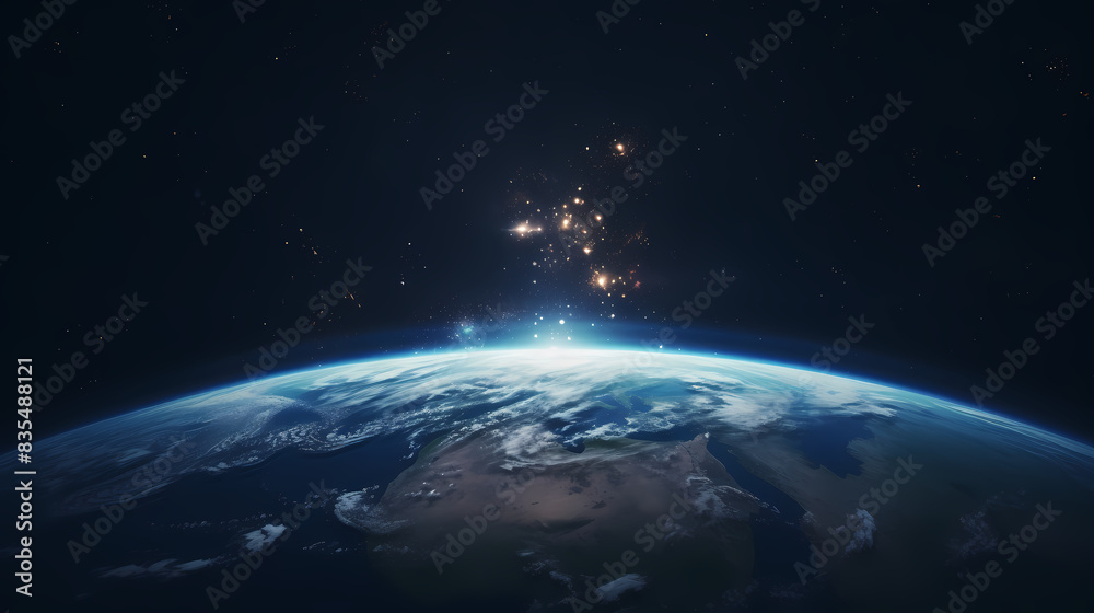 Blue glow around Earth in space