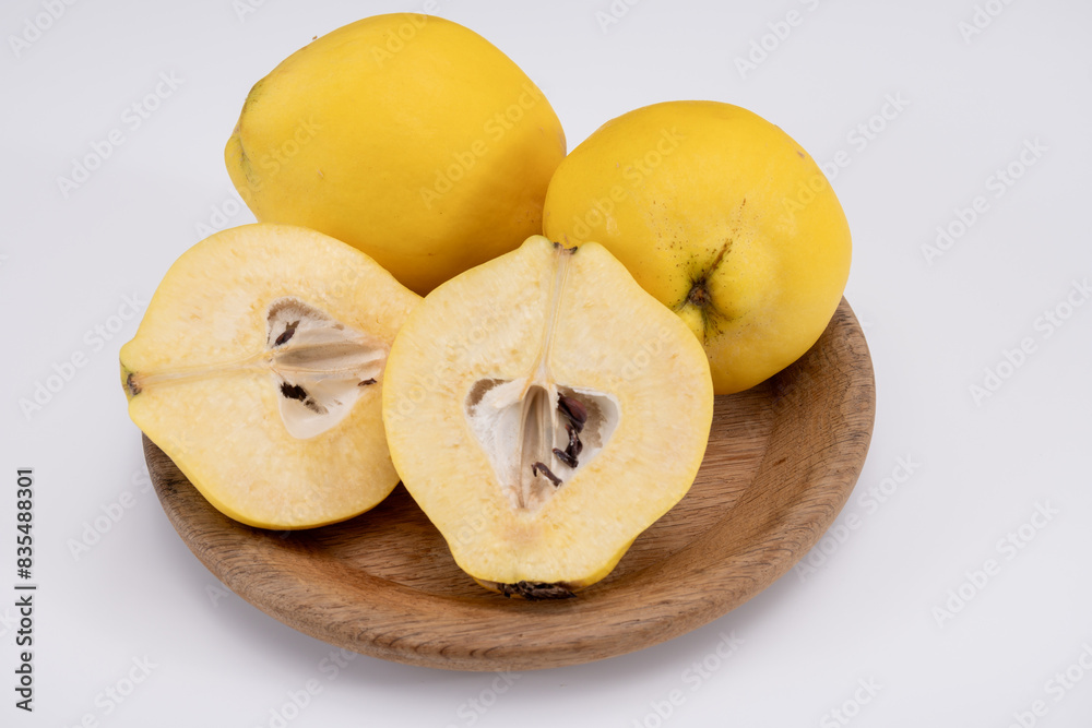 Group of ripe yellow quince apples close up Group of ripe yellow quince apples close up
