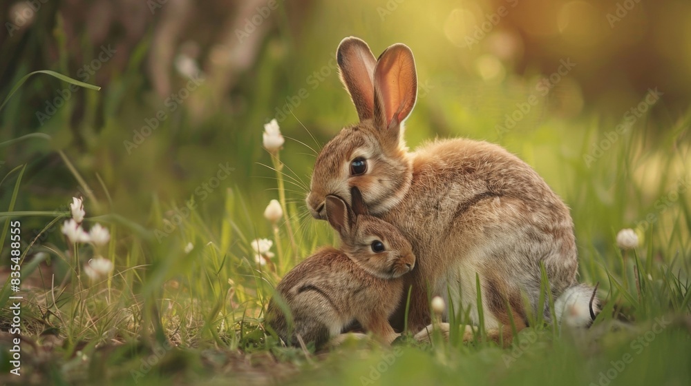 Fototapeta premium Rabbit. Photography of wild animal in natural habitat.