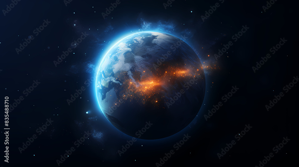 Blue glow around Earth in space Blue glow around Earth in space