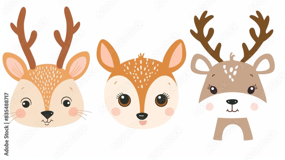 Deer. Flat vector illustration of cute animal. Baby nursery art. Deer. Flat vector illustration of cute animal. Baby nursery art.