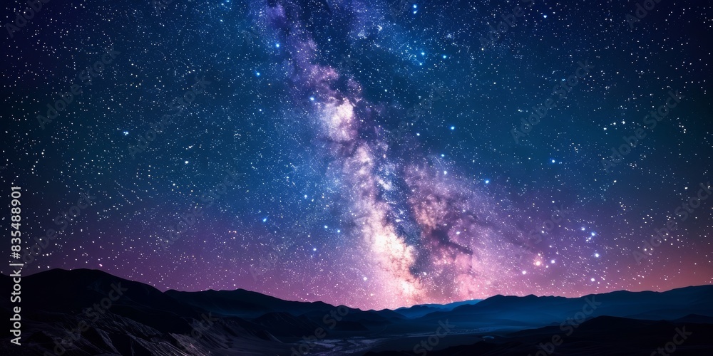 Starry night sky over desert landscape Starry night sky over desert landscape