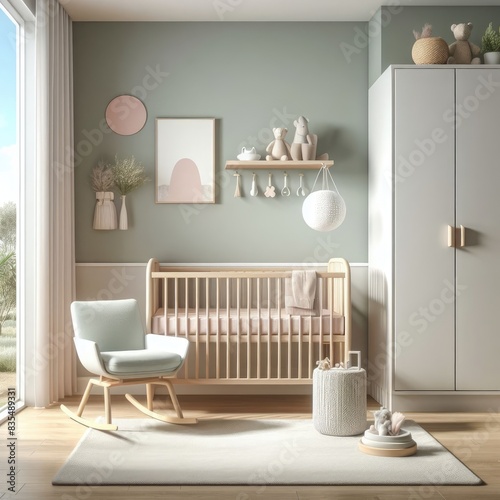 Minimalist Pastel Baby Nursery Room: Serene Softness