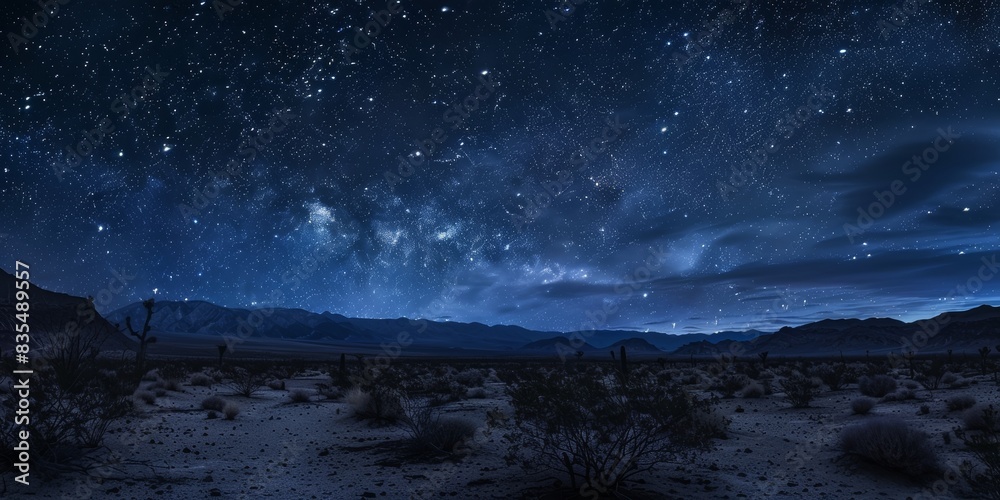 Starry night sky over desert landscape Starry night sky over desert landscape