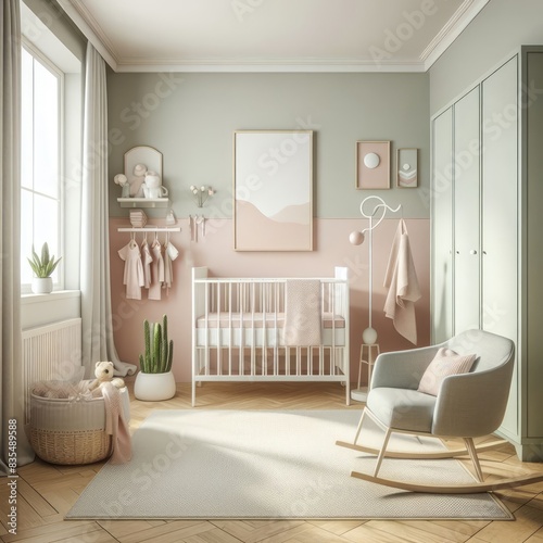 Minimalist Pastel Baby Nursery Room: Serene Softness