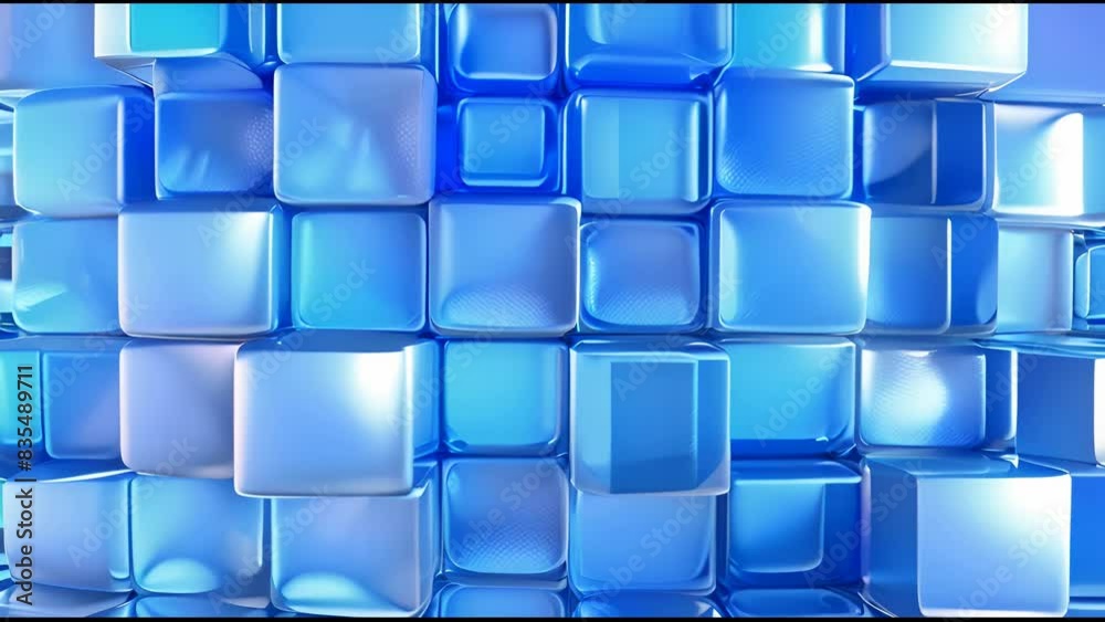 A blue and white background with blue cubes A blue and white background with blue cubes