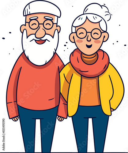 vector old couple, elder woman with man avatar face cartoon character. Happy adult age people, grandma and grandpa funny family, happy retirement seniors. Old couple clipart