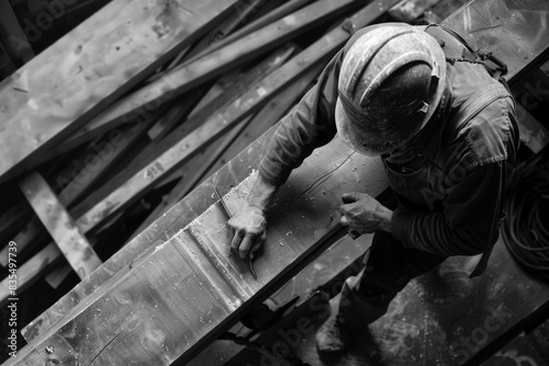 A person shaping a wooden object by hand, focus on the process and the tools used © vefimov