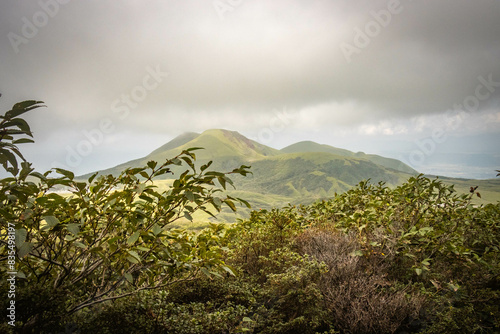 view from Mount Eboshi, Eboshidake Near Mount Aso, Kyushu, volcano, caldera, mountains, hike, trekking photo