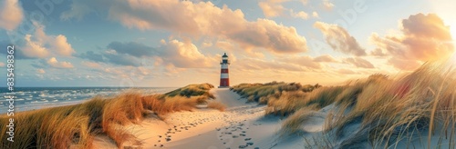 On Sylt, Schleswig-Holstein, Germany, a dune beach at sunset photo