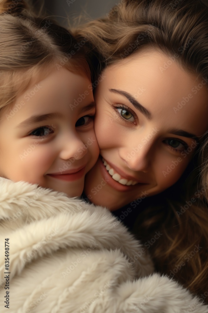 A mother and her young daughter embracing each other, a moment of love and affection A mother and her young daughter embracing each other, a moment of love and affection