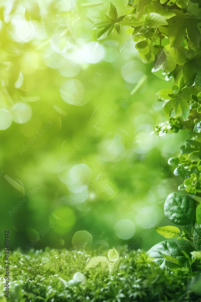 Sunlight through green leaves lush vegetation and serene beauty Sunlight through green leaves lush vegetation and serene beauty