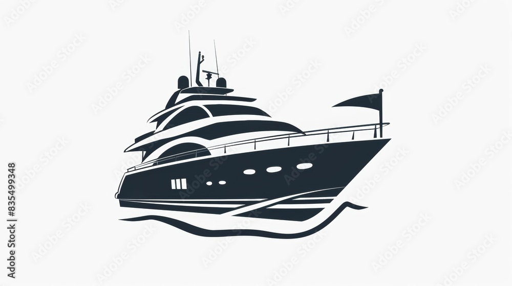 Vector illustration of luxury yacht in sea water.