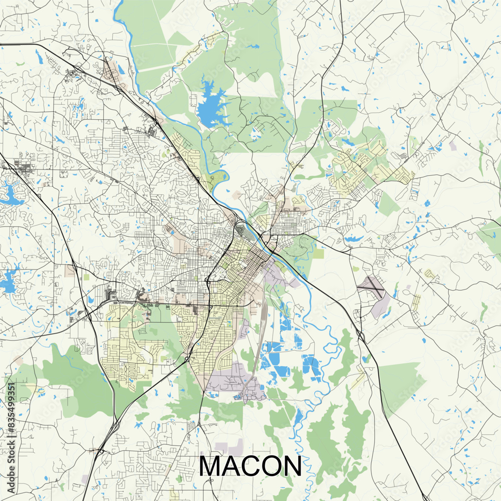 Macon, Georgia, United States map poster art