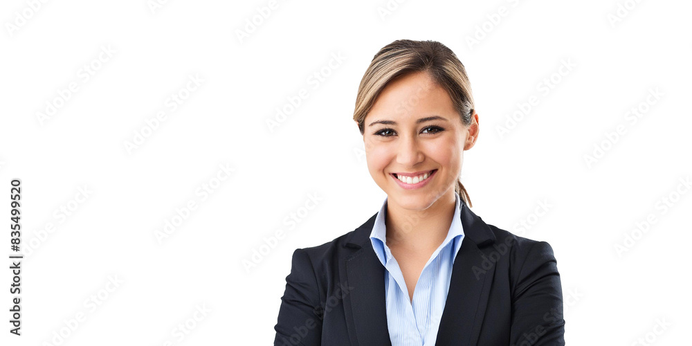 european female manager smiling on white background european female manager smiling on white background