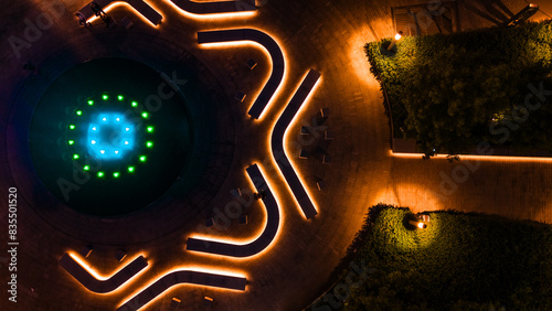 aerial view of the street in the evening in spring in poland