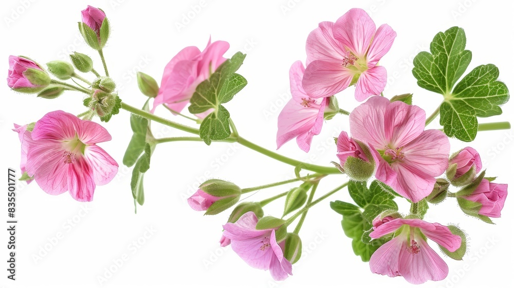 Pink Flower Close-Up on White Background, Generative AI Pink Flower Close-Up on White Background, Generative AI