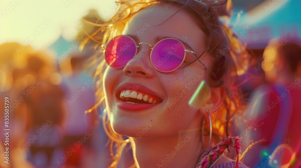 Woman in sunglasses smiling Woman in sunglasses smiling
