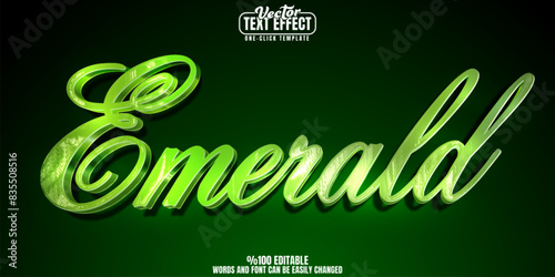 Emerald editable text effect, customizable green and gemstone 3D font style