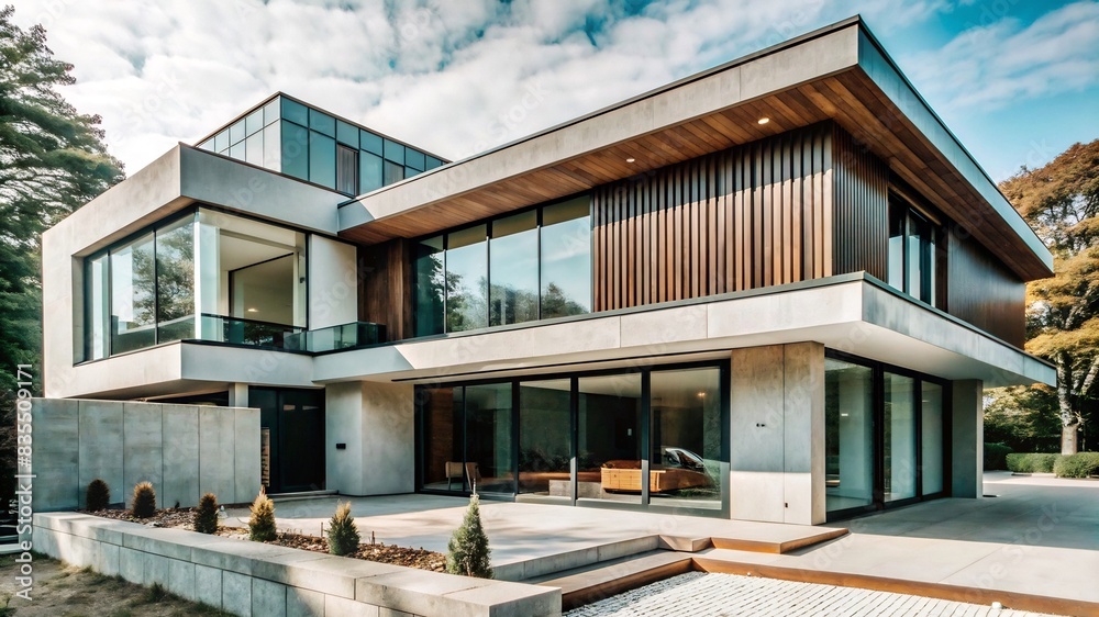 Fototapeta premium A Luxurious Modern Country House Amidst Nature’s Beauty