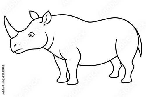 line art of a rhinoceros vector illustration