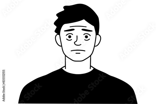 young man faced in workload silhouette vector illustration