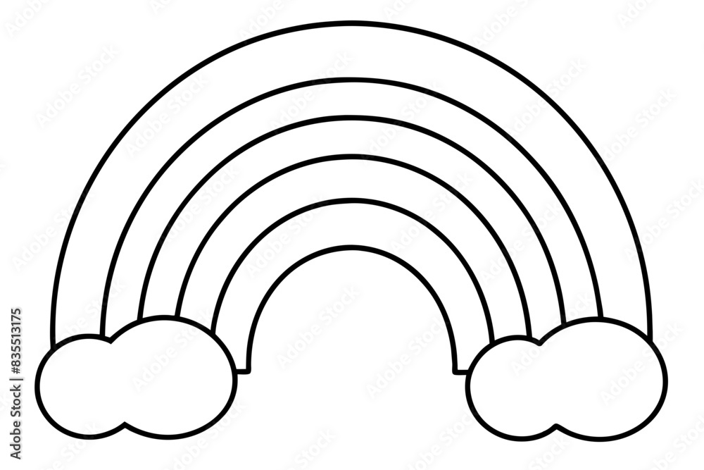 rainbow coloring page line art vector illustration Stock Vector | Adobe ...