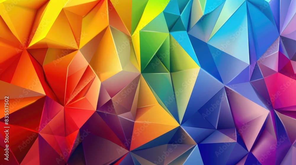 Obraz premium Colorful Background with Sharp Triangles in Rainbow Hues