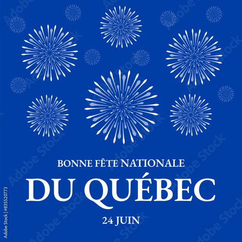 Happy Quebec Day typography poster in French. Canadian National holiday Saint Jean Baptist Day on June 24. Vector template for banner, greeting card, flyer, sticker, etc.